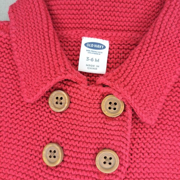 Old Navy Knit Sweater Jacket Red witg Buttons Size 3-6 Months - Picture 4 of 4